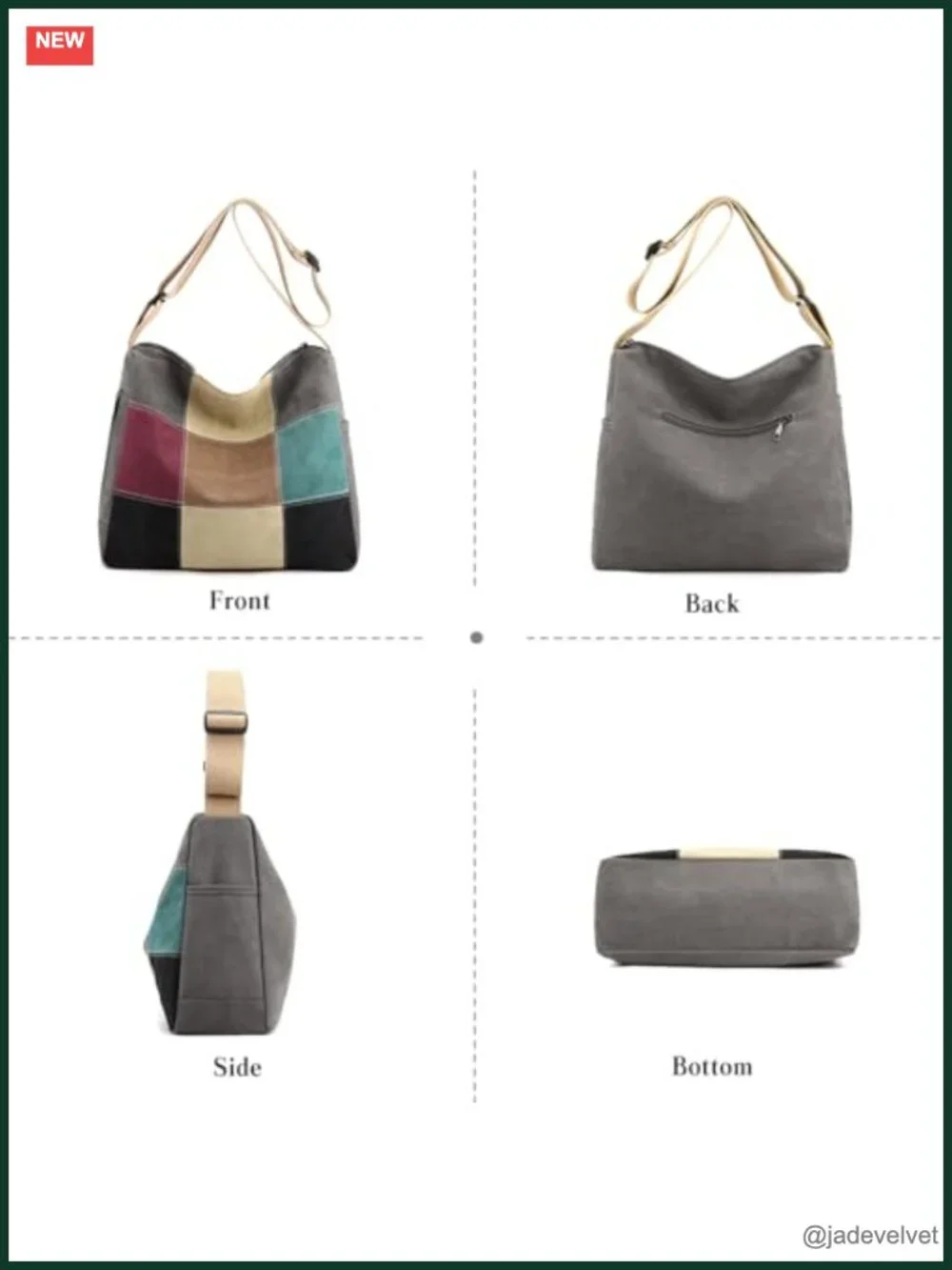 Canvas Multi-Color Splice Large Top Handle Tote Satchel Handbag